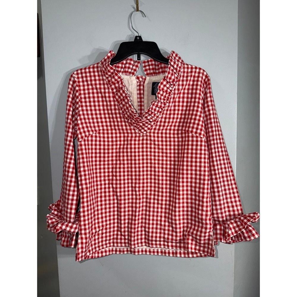Elizabeth Wilson Katherine top red gingham checked women's size XS